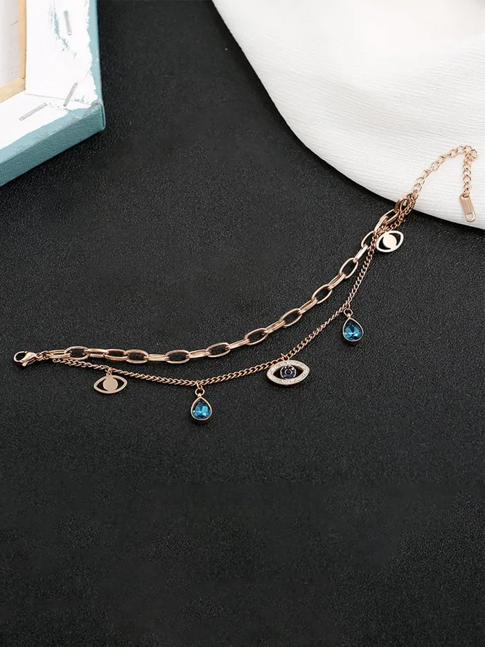 Yellow Chimes Earrings Yellow Chimes Chain Bracelet for Women Rose GoldPlated Stainless Steel Beaded Chain Bracelet For Women and Girls