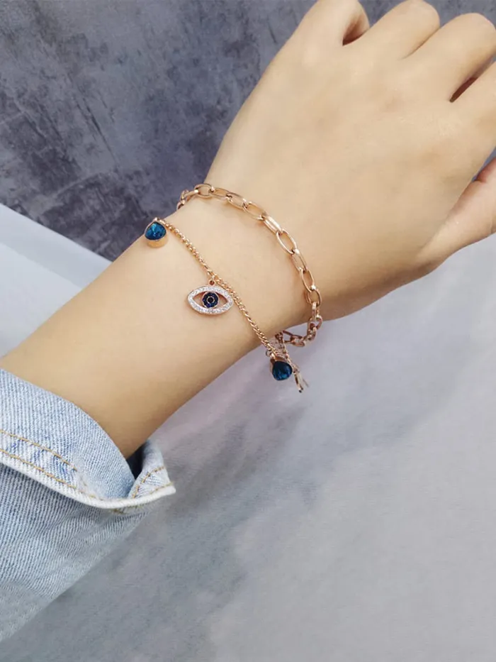 Yellow Chimes Earrings Yellow Chimes Chain Bracelet for Women Rose GoldPlated Stainless Steel Beaded Chain Bracelet For Women and Girls