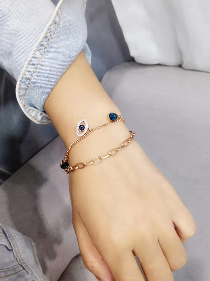 Yellow Chimes Earrings Yellow Chimes Chain Bracelet for Women Rose GoldPlated Stainless Steel Beaded Chain Bracelet For Women and Girls