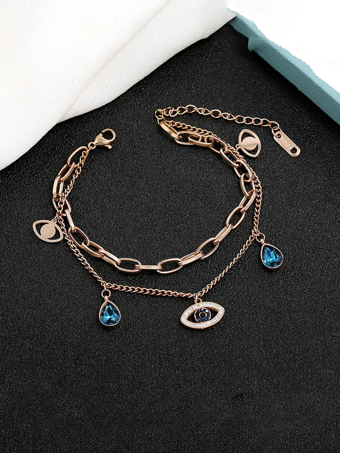 Yellow Chimes Earrings Yellow Chimes Chain Bracelet for Women Rose GoldPlated Stainless Steel Beaded Chain Bracelet For Women and Girls