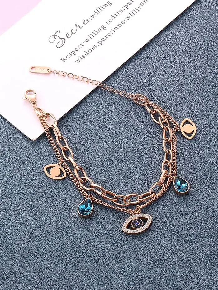 Yellow Chimes Earrings Yellow Chimes Chain Bracelet for Women Rose GoldPlated Stainless Steel Beaded Chain Bracelet For Women and Girls
