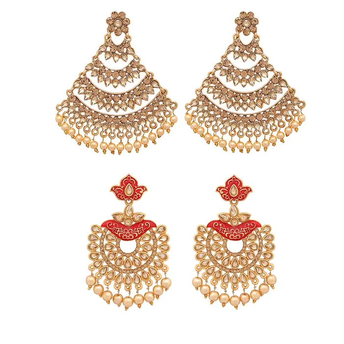 Yellow Chimes Earrings Yellow Chimes Chandbali Earrings for Women Combo of 2 Pairs Ethnic Gold Plated Matte Finish Traditional Kundan Studded Danglers Earrings for Women and Girls Yellow Chimes Earrings Yellow Chimes Chandbali Earrings for Women Combo of 2 Pairs Ethnic Gold Plated Matte Finish Traditional Kundan Studded Danglers Earrings for Women and Girls