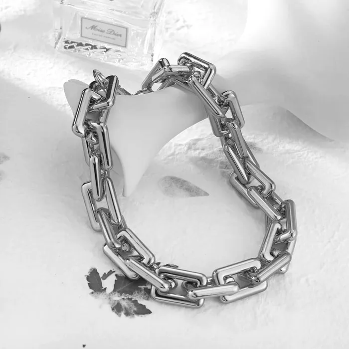 Yellow Chimes Earrings Yellow Chimes Choker Necklace for Women Silver Link Chain Choker Necklace Thick Broad Chain Choker Necklace for Women and Girls