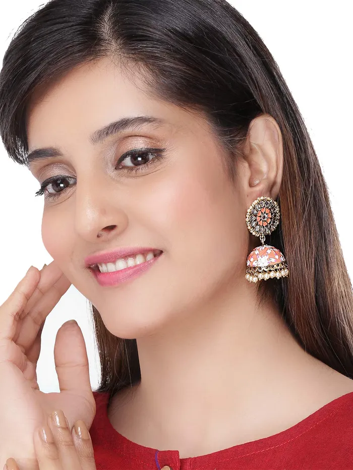 Yellow Chimes Earrings Yellow Chimes Combo of Two Pair Handcrafted Gold toned Traditional Meenakari JhumkaJhumki Earrings for Women and Girls