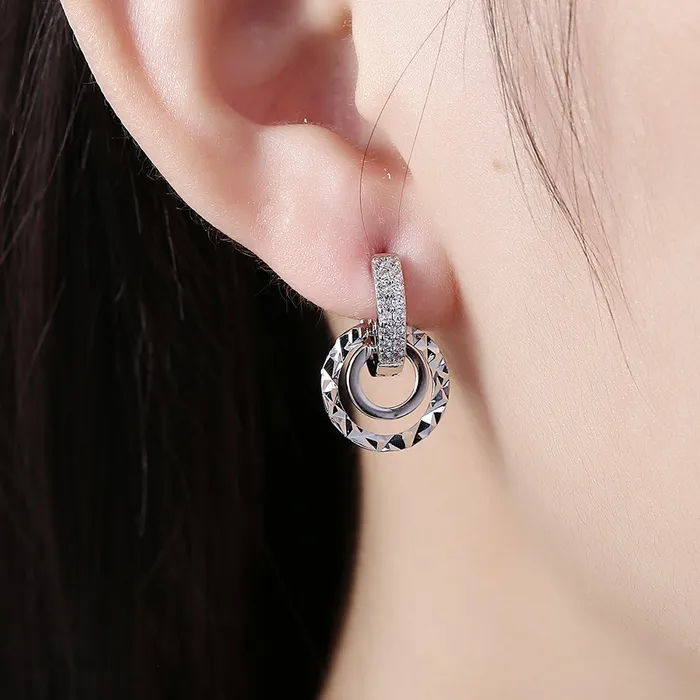 Yellow Chimes Earrings Yellow Chimes Designer Class Collection Silver Plated and Cubic Zirconia Hoop Earrings for Women SilverYCFJER147HOOPSL