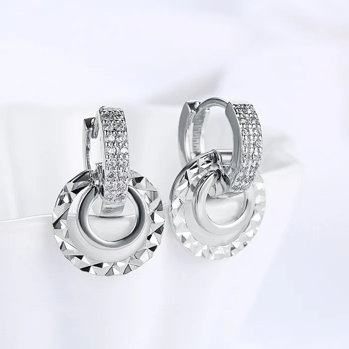 Yellow Chimes Earrings Yellow Chimes Designer Class Collection Silver Plated and Cubic Zirconia Hoop Earrings for Women SilverYCFJER147HOOPSL