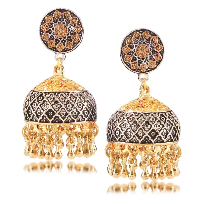 Yellow Chimes Earrings Yellow Chimes Dual Tone Craftsmanship Art Traditional German Silver Oxidized Jhumkas Earrings for Women and Girls Yellow Chimes Earrings Yellow Chimes Dual Tone Craftsmanship Art Traditional German Silver Oxidized Jhumkas Earrings for Women and Girls