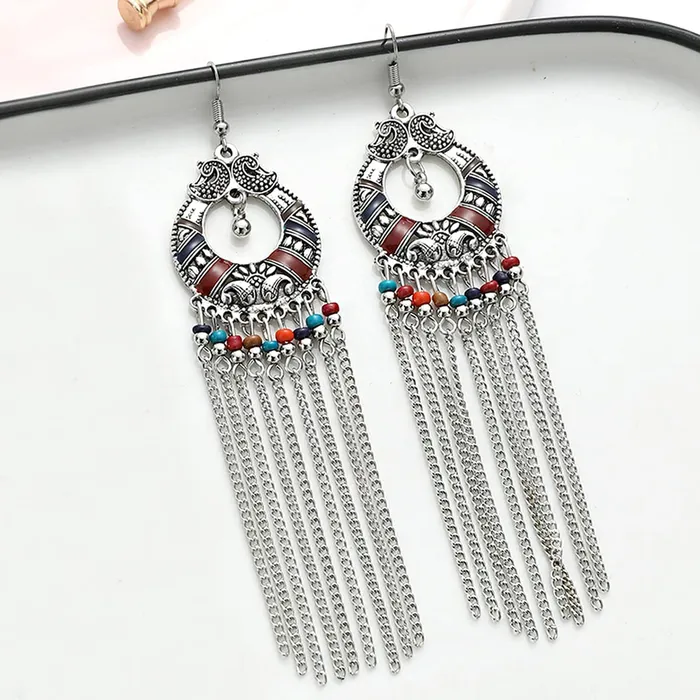 Yellow Chimes Earrings Yellow Chimes Earring For Women Boho Multicolor Beaded Tassel Drop Dangler Earring For Women and Girls ER 5