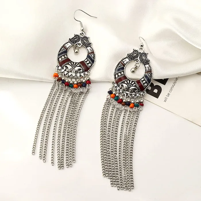 Yellow Chimes Earrings Yellow Chimes Earring For Women Boho Multicolor Beaded Tassel Drop Dangler Earring For Women and Girls ER 5
