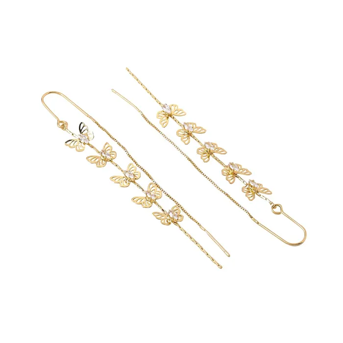 Yellow Chimes Earrings Yellow Chimes Earrings For Women Gold Tone Butterfly Designed Crystal Beaded Chain Drop Danglers Earrings For Women and Girls