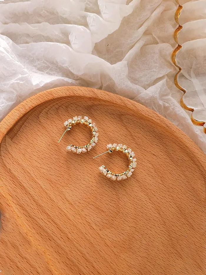 Yellow Chimes Earrings Yellow Chimes Earrings For Women Gold Tone Floral designed Crystal Studded Half Bali Clip On Hoop Earrings For Women and Girls