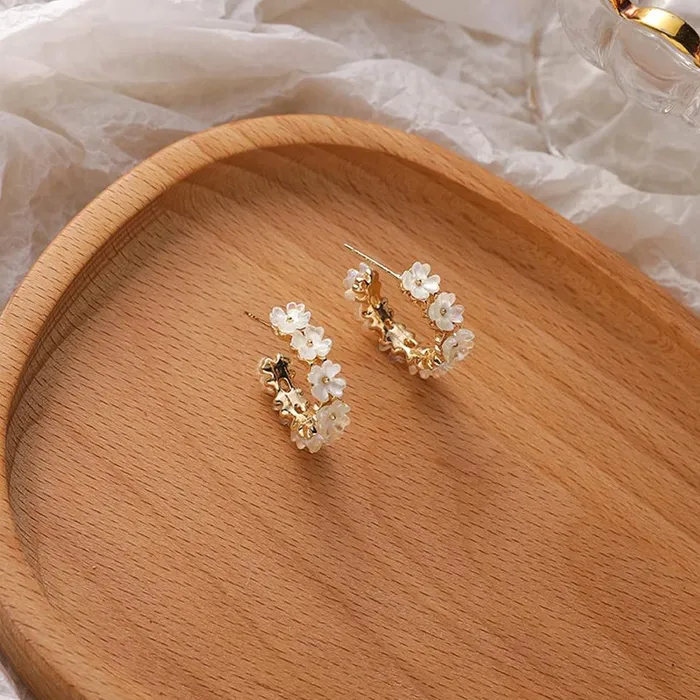 Yellow Chimes Earrings Yellow Chimes Earrings For Women Gold Tone Floral designed Crystal Studded Half Bali Clip On Hoop Earrings For Women and Girls