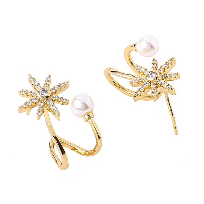 Yellow Chimes Earrings Yellow Chimes Earrings For Women Gold Tone Floral Double Lined Designed With Pearl Drop Stud Earrings For Women and Girls