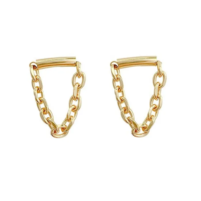 Yellow Chimes Earrings Yellow Chimes Earrings For Women Gold Toned Interlinked Chain Dramatic Drop Earrings For Women and Girls