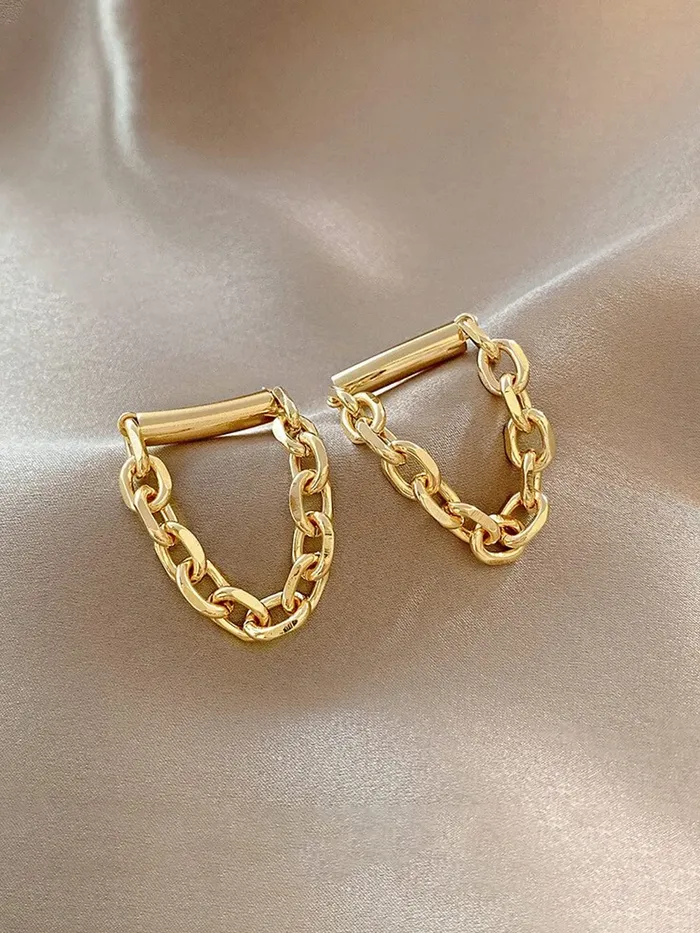 Yellow Chimes Earrings Yellow Chimes Earrings For Women Gold Toned Interlinked Chain Dramatic Drop Earrings For Women and Girls