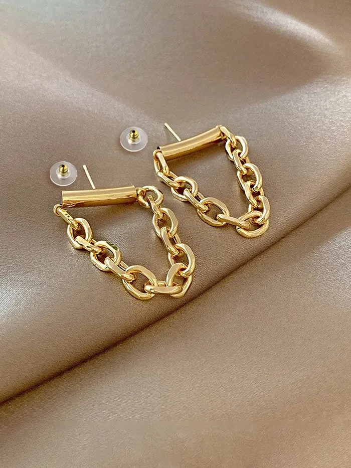 Yellow Chimes Earrings Yellow Chimes Earrings For Women Gold Toned Interlinked Chain Dramatic Drop Earrings For Women and Girls