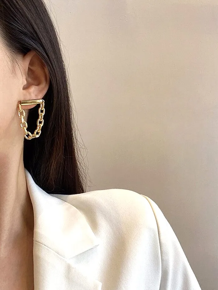 Yellow Chimes Earrings Yellow Chimes Earrings For Women Gold Toned Interlinked Chain Dramatic Drop Earrings For Women and Girls