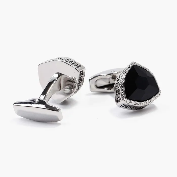 Yellow Chimes Earrings Yellow Chimes Exclusive Collection Black Crystal Stainless Steel Cuff Links for Men Black