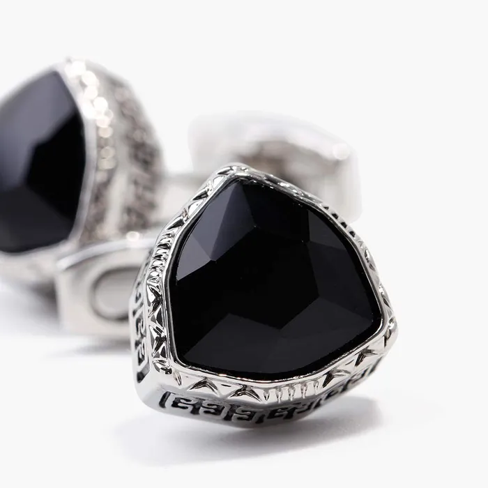 Yellow Chimes Earrings Yellow Chimes Exclusive Collection Black Crystal Stainless Steel Cuff Links for Men Black
