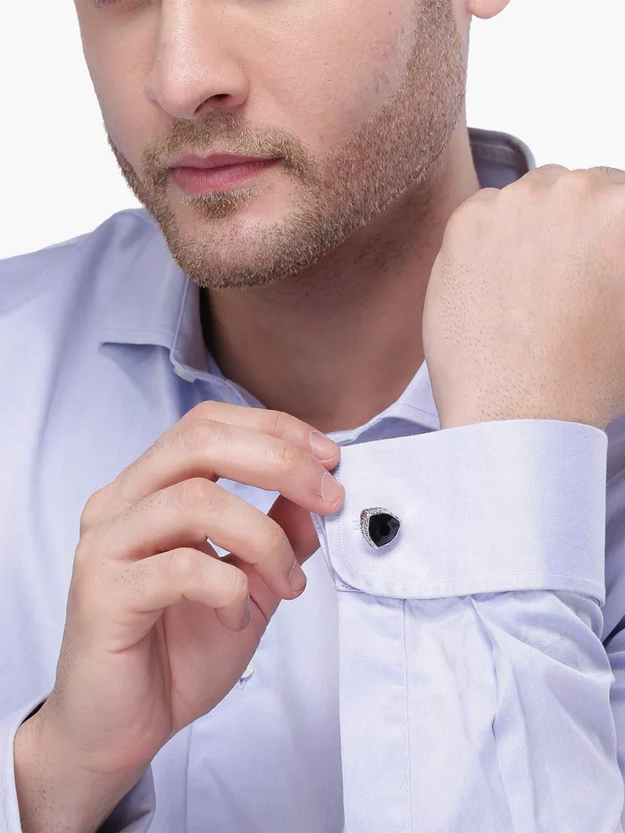 Yellow Chimes Earrings Yellow Chimes Exclusive Collection Black Crystal Stainless Steel Cuff Links for Men Black