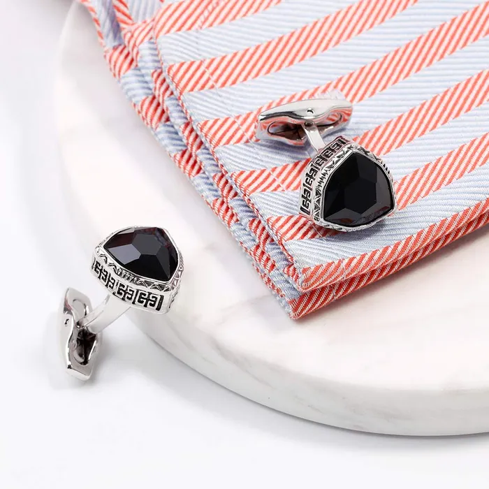 Yellow Chimes Earrings Yellow Chimes Exclusive Collection Black Crystal Stainless Steel Cuff Links for Men Black