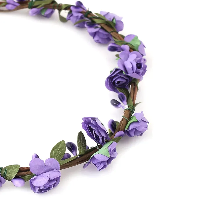 Yellow Chimes Earrings Yellow Chimes Floral Tiara and Bracelet Set for Women Purple Bridal Wedding Headband Hair Tiara For Women Bridesmaid Tiara Vines Set Hair Accessories