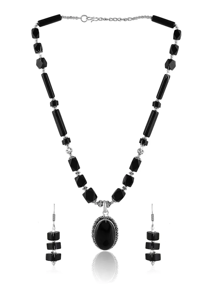 Yellow Chimes Earrings Yellow Chimes German Oxidized Silver Ethnic Black Quartz Beads Beautiful Handmade Designer Necklace Set with Earrings Jewellery Set for Women and Girls Black Yellow Chimes Earrings Yellow Chimes German Oxidized Silver Ethnic Black Quartz Beads Beautiful Handmade Designer Necklace Set with Earrings Jewellery Set for Women and Girls Black