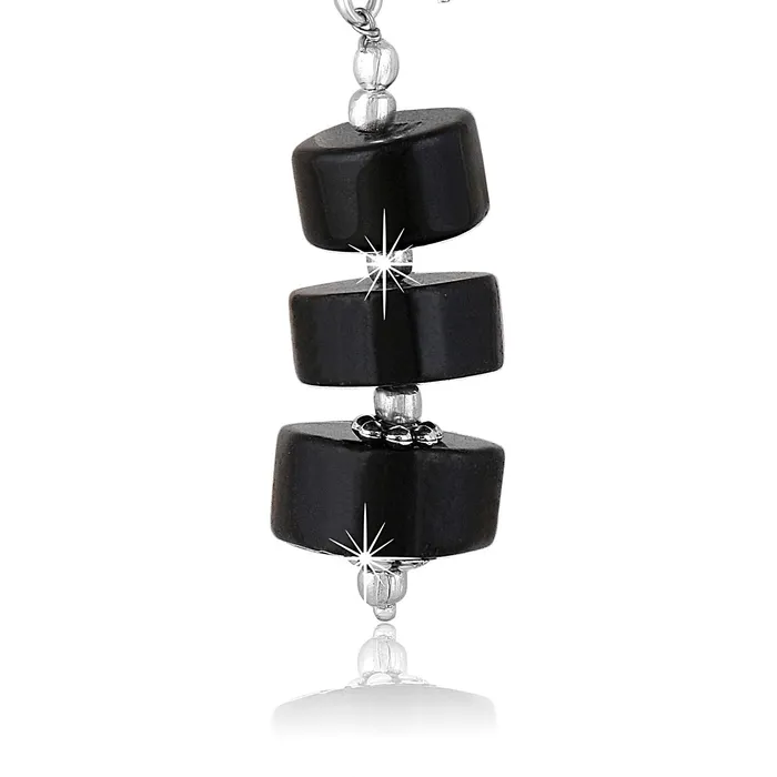 Yellow Chimes Earrings Yellow Chimes German Oxidized Silver Ethnic Black Quartz Beads Beautiful Handmade Designer Necklace Set with Earrings Jewellery Set for Women and Girls Black