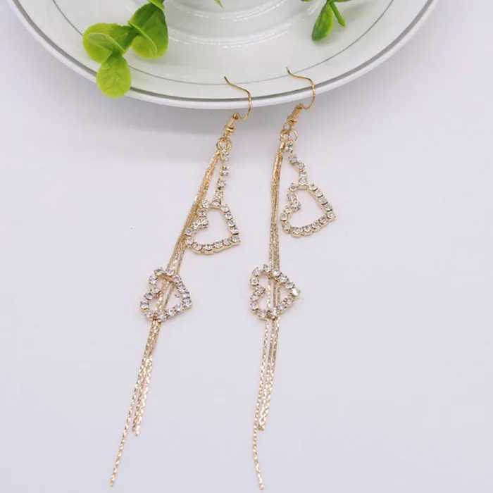 Yellow Chimes Earrings Yellow Chimes Hanging Hearts Gold Chandelier Earring for Women Girls