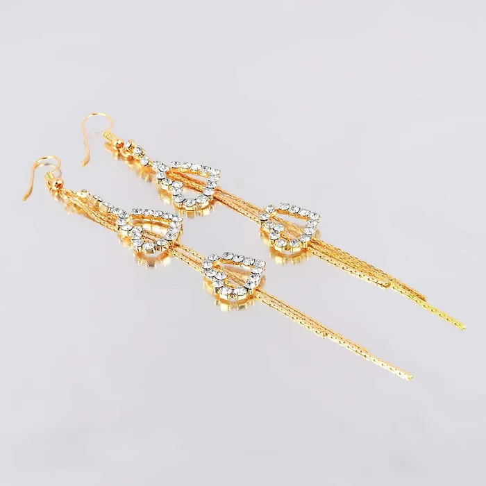 Yellow Chimes Earrings Yellow Chimes Hanging Hearts Gold Chandelier Earring for Women Girls