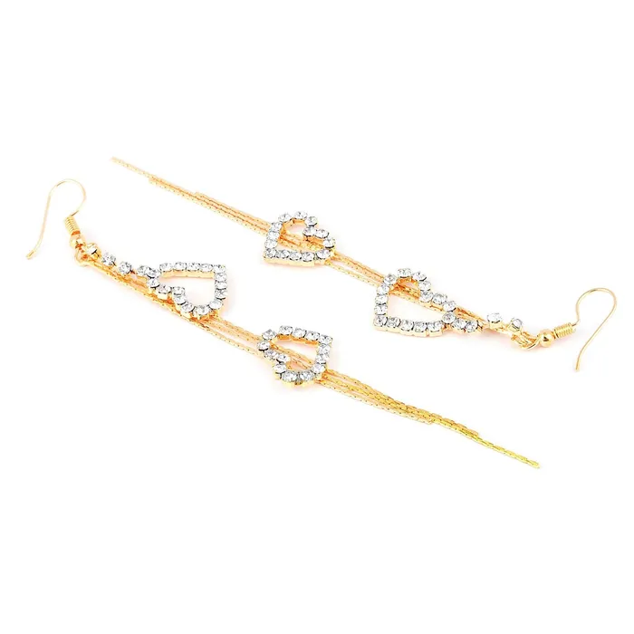 Yellow Chimes Earrings Yellow Chimes Hanging Hearts Gold Chandelier Earring for Women Girls