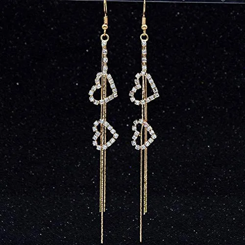 Yellow Chimes Earrings Yellow Chimes Hanging Hearts Gold Chandelier Earring for Women Girls