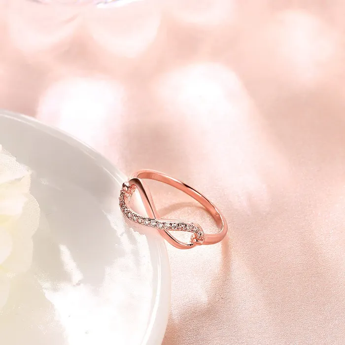 Yellow Chimes Earrings Yellow Chimes Infinite Love 18K Rose Gold Plated Crystal Ring for Women Girls