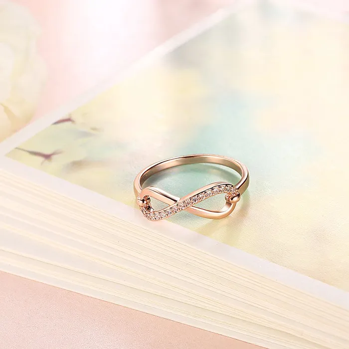 Yellow Chimes Earrings Yellow Chimes Infinite Love 18K Rose Gold Plated Crystal Ring for Women Girls