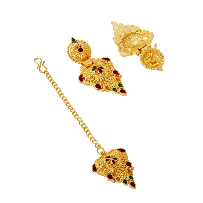 Yellow Chimes Earrings Yellow Chimes Jewellery Set for Women and Girls Gold Necklace Set for Women Gold Toned Bridal Designed Necklace Set Birthday Gift for girls and women Anniversary Gift for Wife