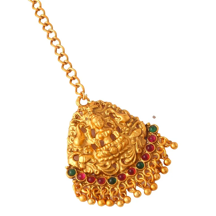 Yellow Chimes Earrings Yellow Chimes Jewellery Set for Women Gold Plated Traditional Temple Jewellery Set Antique Necklace Set with Earrings and Maangtikka for Women and Girls