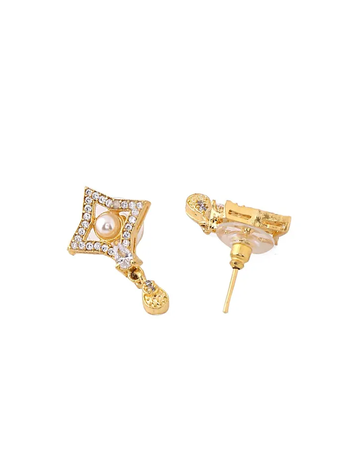 Yellow Chimes Earrings Yellow Chimes Pendant Set for Women Rose Gold Toned Leaf Designed Crystal Pendant with Earrings for Women and Girls