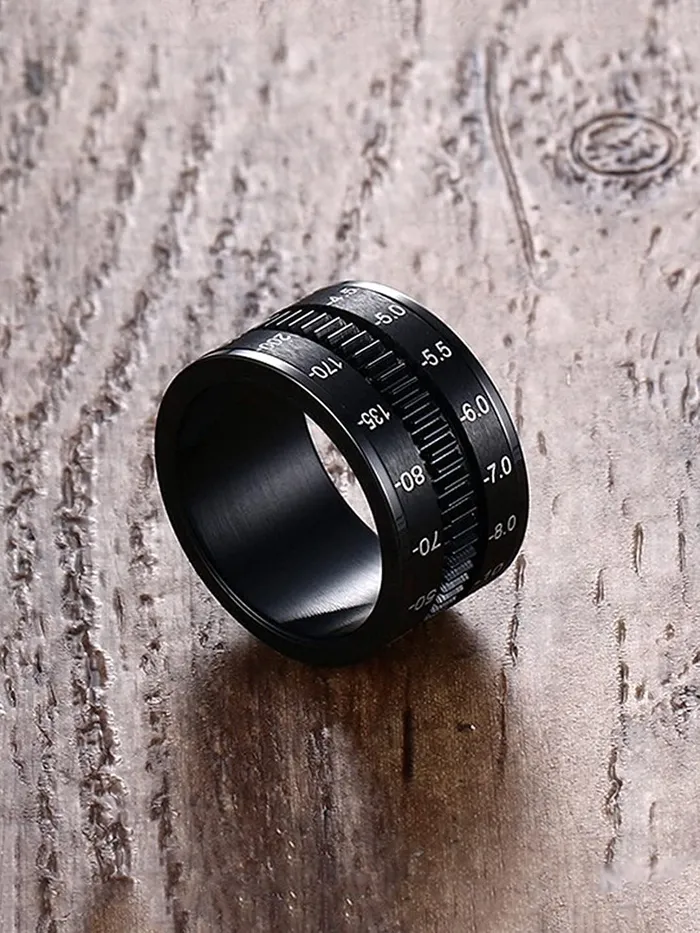 Yellow Chimes Earrings Yellow Chimes Ring for Men Dull Polished Shiny Stainless Steel IP black Plating Spinner Band Style Ring for Men and Boys