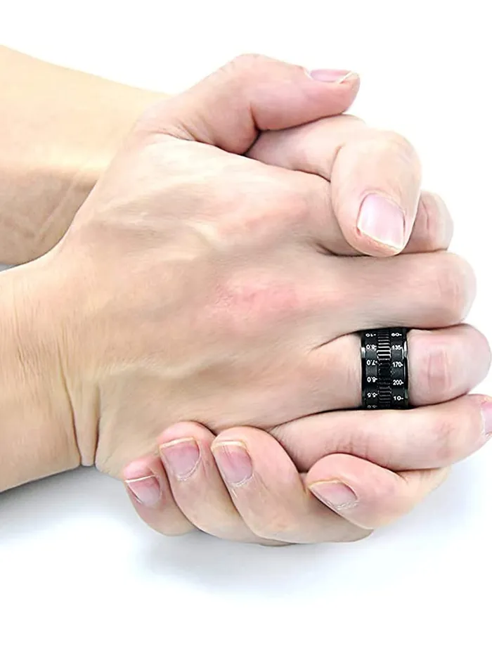 Yellow Chimes Earrings Yellow Chimes Ring for Men Dull Polished Shiny Stainless Steel IP black Plating Spinner Band Style Ring for Men and Boys