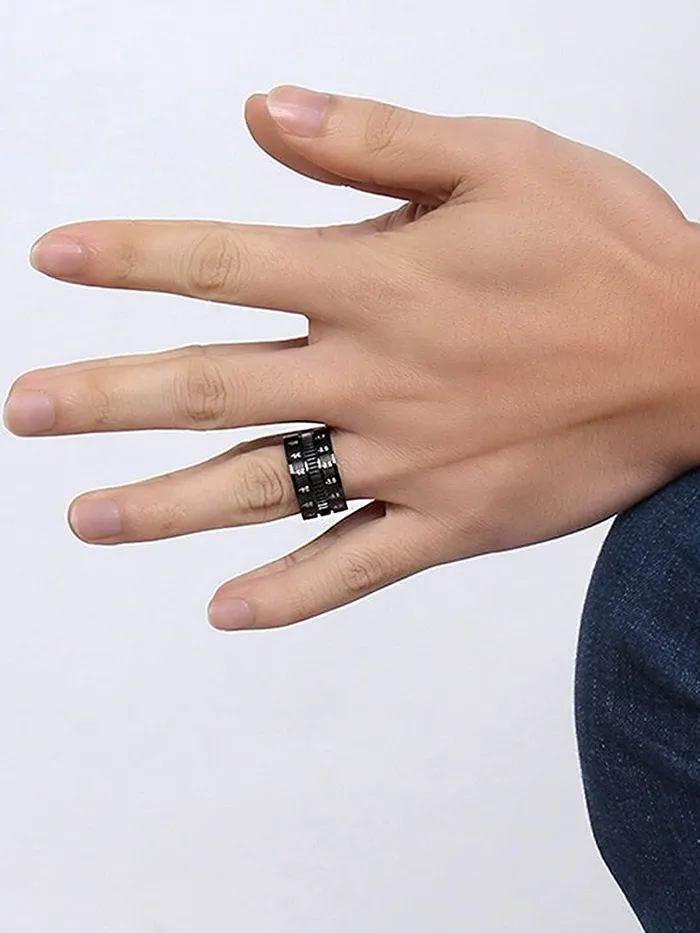Yellow Chimes Earrings Yellow Chimes Ring for Men Dull Polished Shiny Stainless Steel IP black Plating Spinner Band Style Ring for Men and Boys