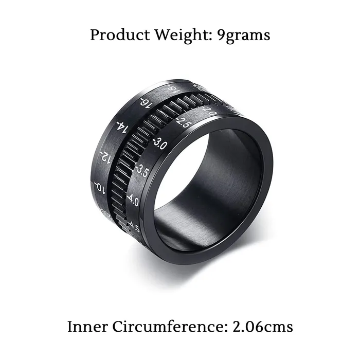Yellow Chimes Earrings Yellow Chimes Ring for Men Dull Polished Shiny Stainless Steel IP black Plating Spinner Band Style Ring for Men and Boys
