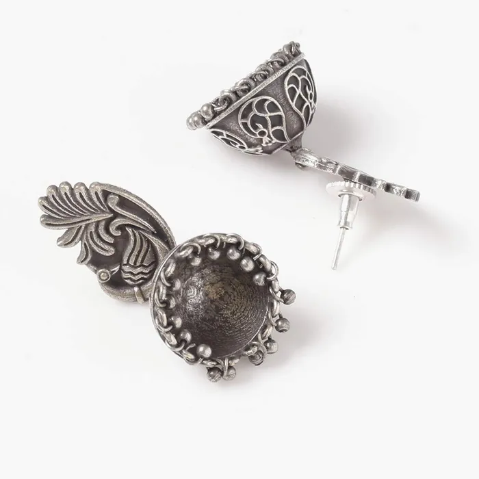 Yellow Chimes Earrings Yellow Chimes Silver Oxidised Jhumka Earrings Real Silver Polish Peacock Traditional Jhumka Earrings for Women Girls