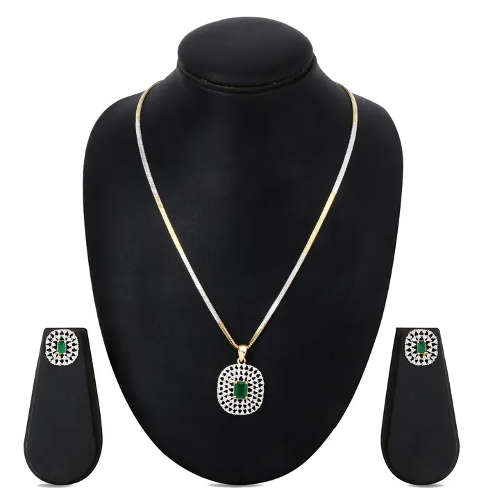 Yellow Chimes Earrings Yellow Chimes Sparkling ADAmerican Diamond Studded Ethnic Traditional Black Beads Mangalsutra Pendant Set with Earrings for Women Oval Charm Pendant Set