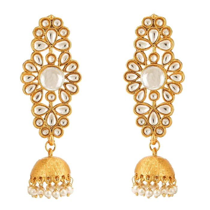 Yellow Chimes Earrings Yellow Chimes Traditional Dangler Kundan Jhumka Earrings for Women and Girls Yellow Chimes Earrings Yellow Chimes Traditional Dangler Kundan Jhumka Earrings for Women and Girls
