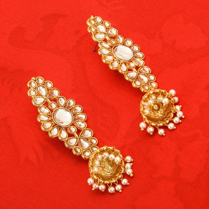 Yellow Chimes Earrings Yellow Chimes Traditional Dangler Kundan Jhumka Earrings for Women and Girls