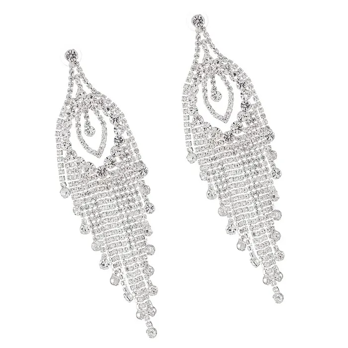 Yellow Chimes Elegant Latest Fashion Silver Plated Crystal Dangler Earrings for Women and Girls Medium YCFJER605CRLDNGSL Yellow Chimes Earrings