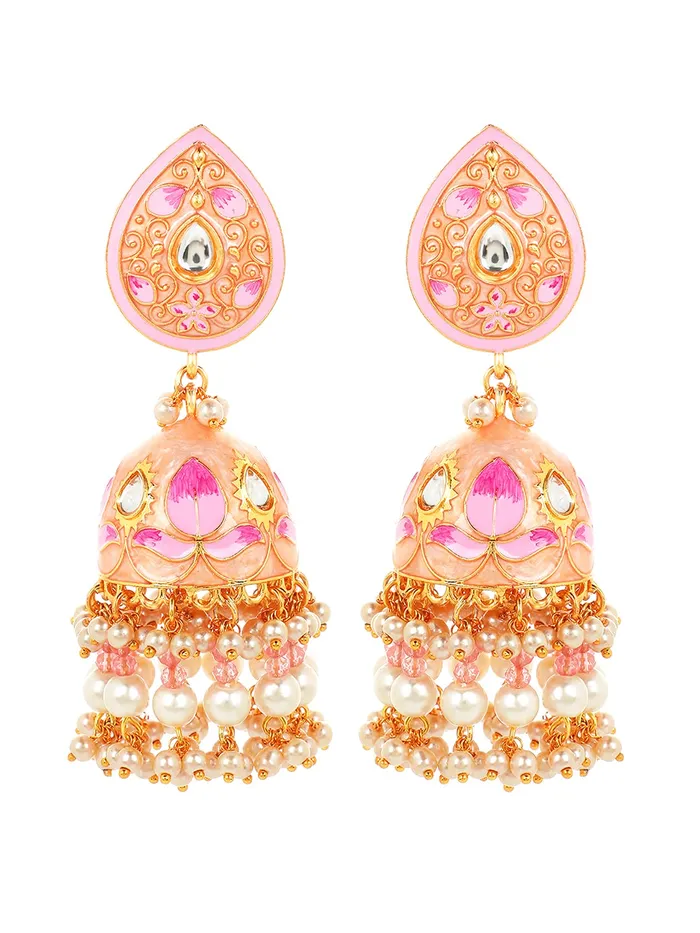 Yellow Chimes Ethnic Gold Plated Traditional Moti Beads Pink Meenakari Design Jhumka Earrings for Women and Girls Medium YCTJER100MNKDOMSPK Yellow Chimes Necklaces Yellow Chimes Ethnic Gold Plated Traditional Moti Beads Pink Meenakari Design Jhumka Earrings for Women and Girls Medium YCTJER100MNKDOMSPK Yellow Chimes Necklaces