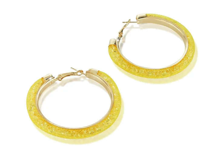 Yellow Chimes Exclusive CrystalFilled Stylish Fashion Hoops Earrings for Women and Girls Yellow Yellow Chimes Earrings Yellow Chimes Exclusive CrystalFilled Stylish Fashion Hoops Earrings for Women and Girls Yellow Yellow Chimes Earrings