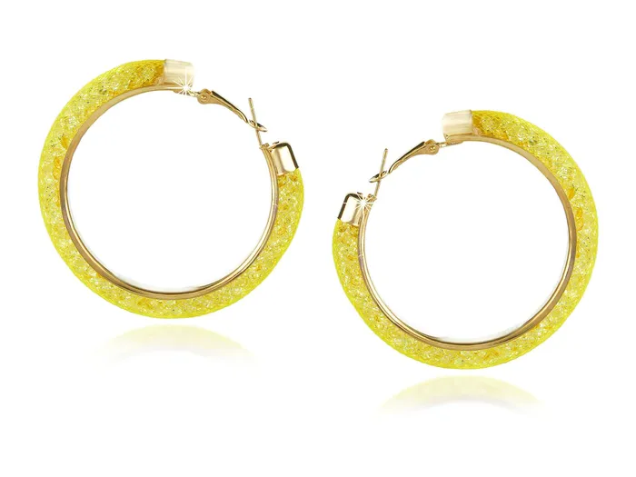 Yellow Chimes Exclusive CrystalFilled Stylish Fashion Hoops Earrings for Women and Girls Yellow Yellow Chimes Earrings