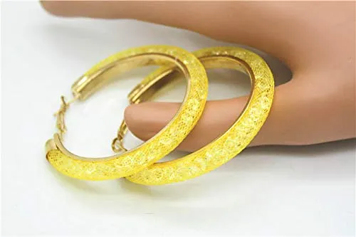 Yellow Chimes Exclusive CrystalFilled Stylish Fashion Hoops Earrings for Women and Girls Yellow Yellow Chimes Earrings